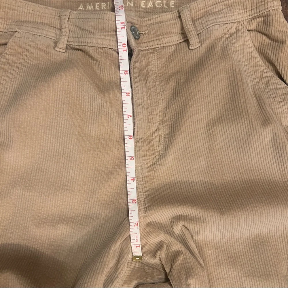 American Eagle Outfitters Super High Rise Wide Leg Tan Corduroy Cargo Pants 10L - Picture 11 of 13